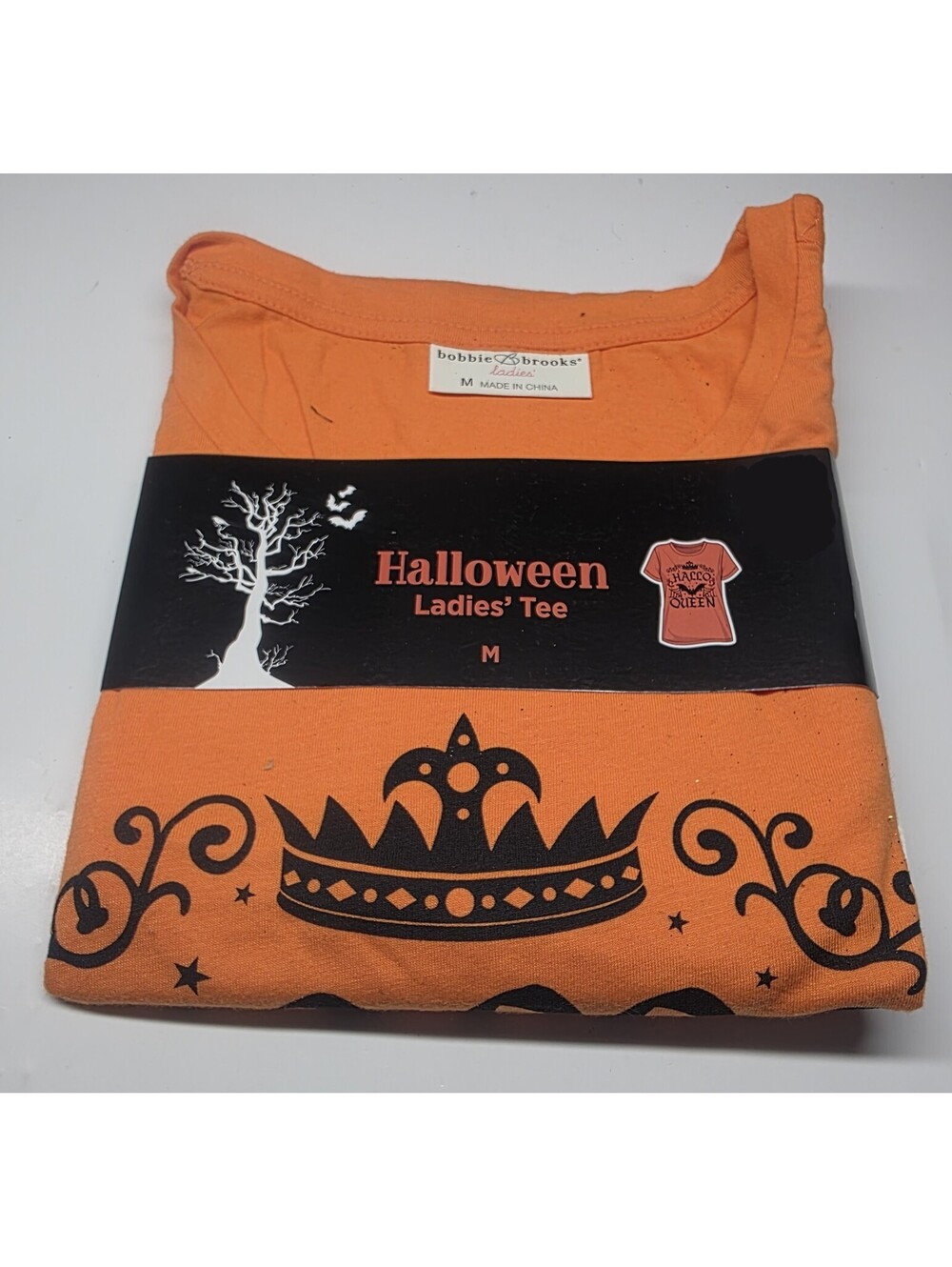 Bobbie Brooks Hallo Queen T-shirt Womens Size M Orange With Bat New